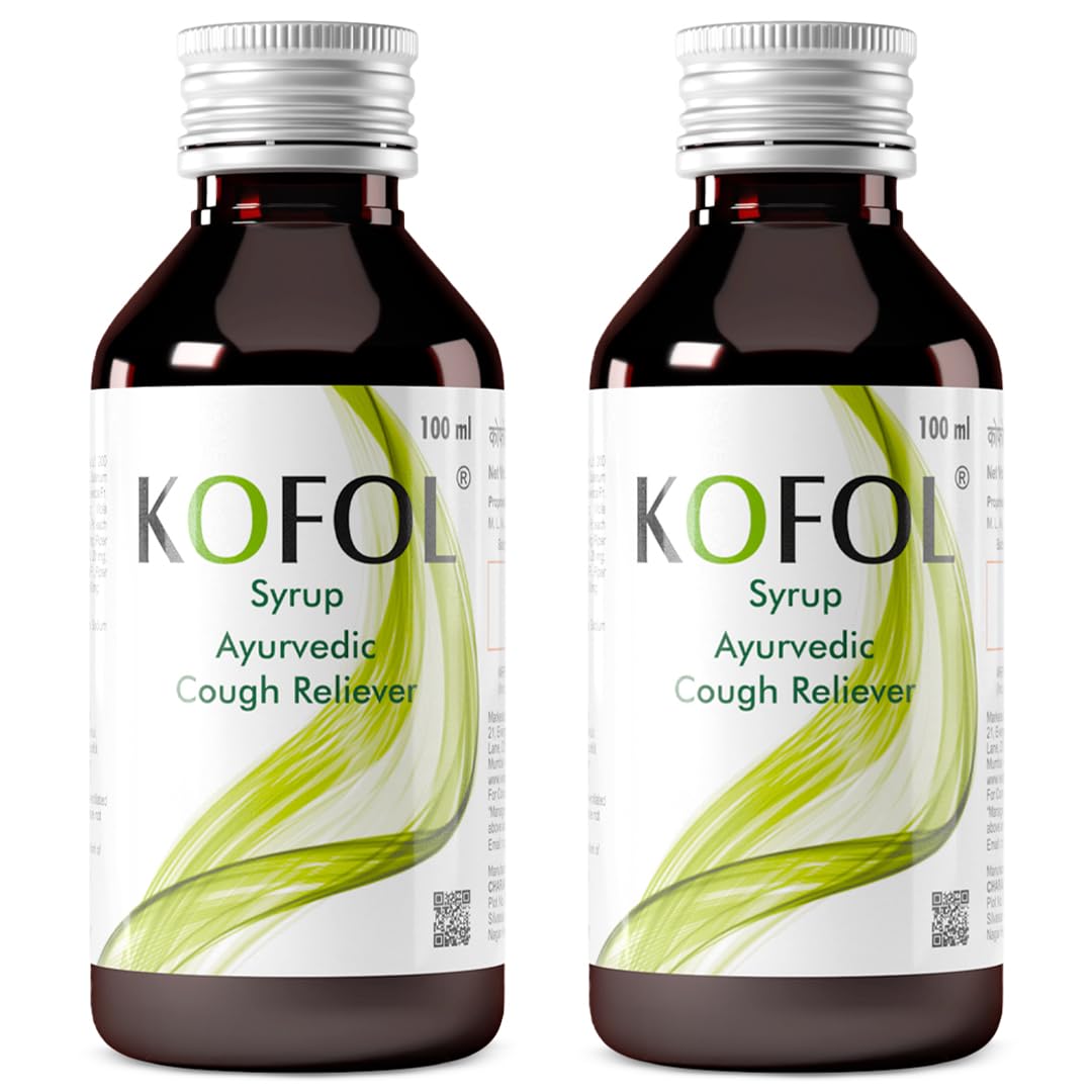 

Kofol Ayurvedic Cough Syrup 100 ml X Pack of 2 Non-Drowsy Relief for Dry & Wet Cough