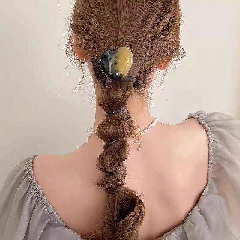Love Telephone Wire Hair Ring Female Braided Hair High Elastic Hair Rope Simple Hair Accessories