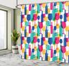 Wein & Cocktail Duschvorhang mit Haken – Buntes Glas & Flaschenmuster, Bar Party Thema, Magenta Marine Lustige Deko