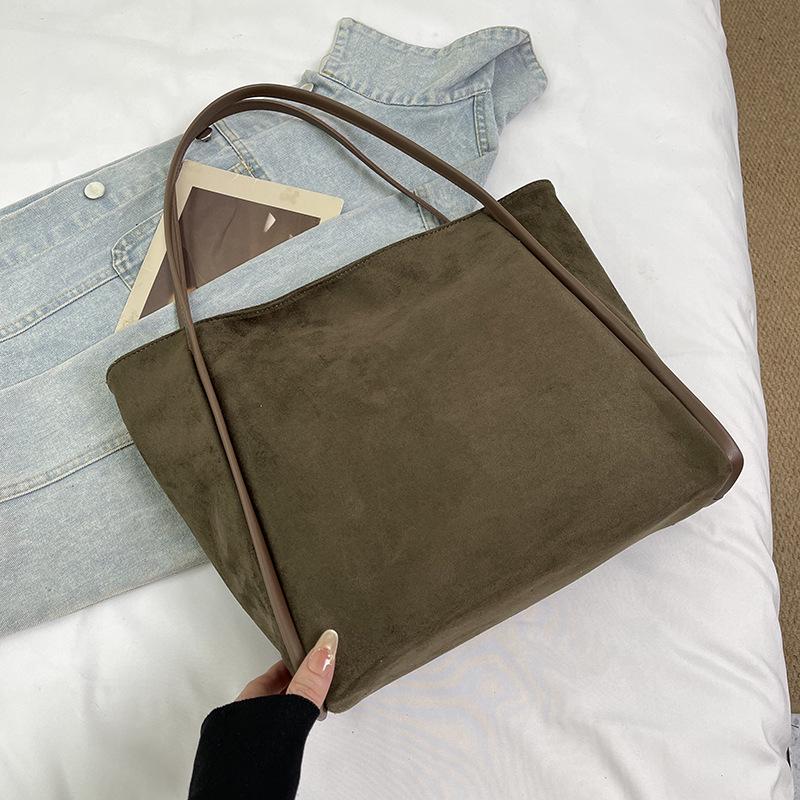 Retro Suede Versatile Shoulder Tote - High-End Fashionable Large Capacity Bag