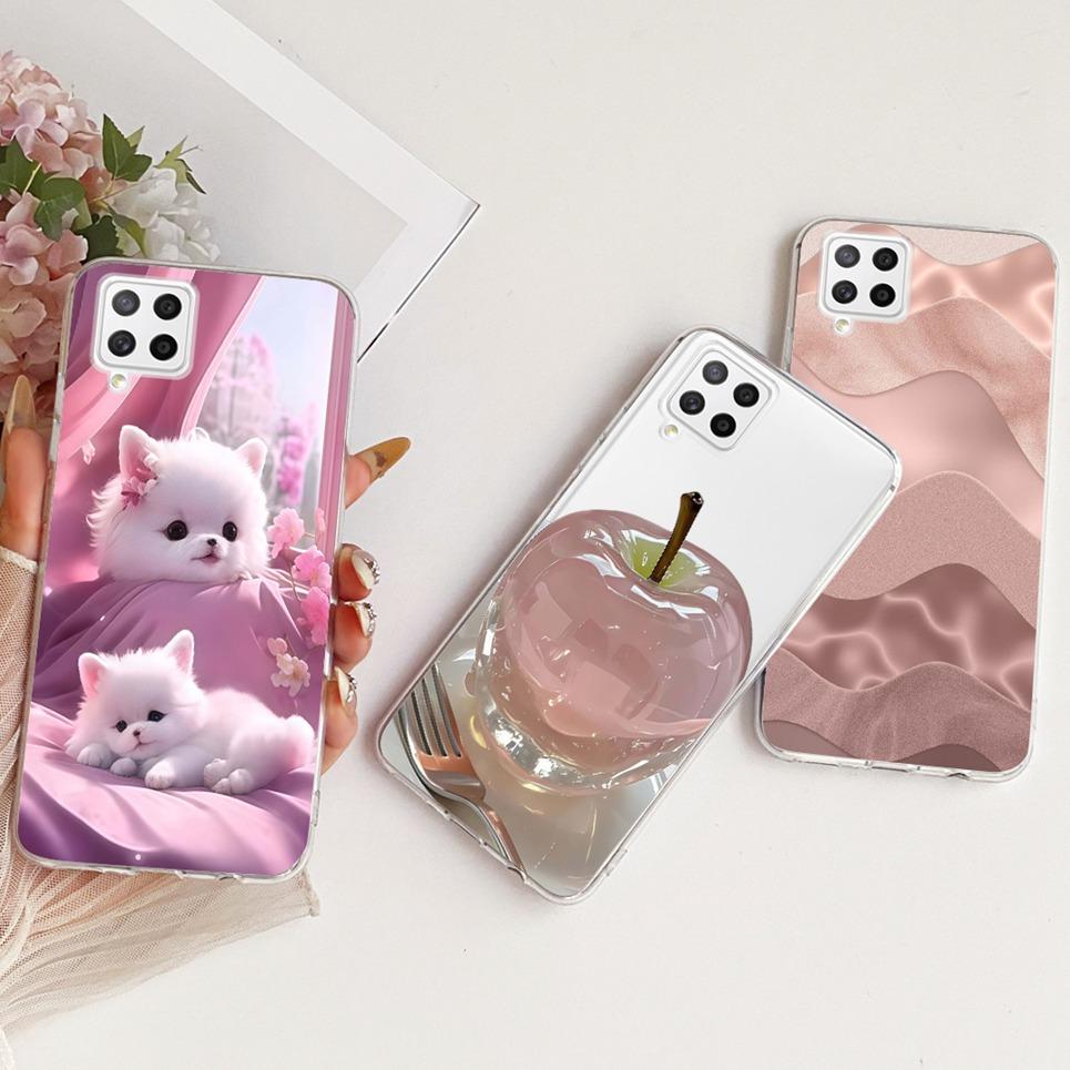 For Samsung Galaxy A22 A22s A12 F12 M12 F42 Phone Case Chinese Dragon Cute Cat Cartoon Pattern Casing Soft Clear Silicone Cover