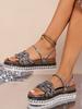 Fashion Hot Selling Women's Sandals Open Toe Flat Shoes for Women Slip-on Platform Shoes Outdoor Round Toe Bling Fashion Mid Heel Slides