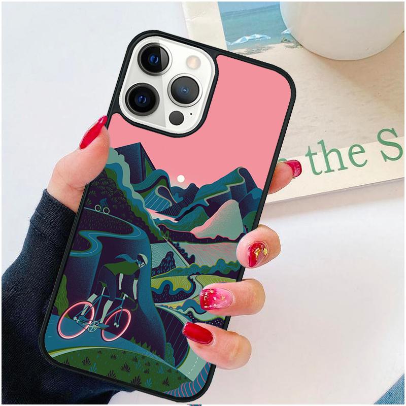 Mountain Bikes Cycling Phone Case For iPhone 17 Air 16 pro max 15 14 plus 12 13 Soft Bumper Shell Cover coque