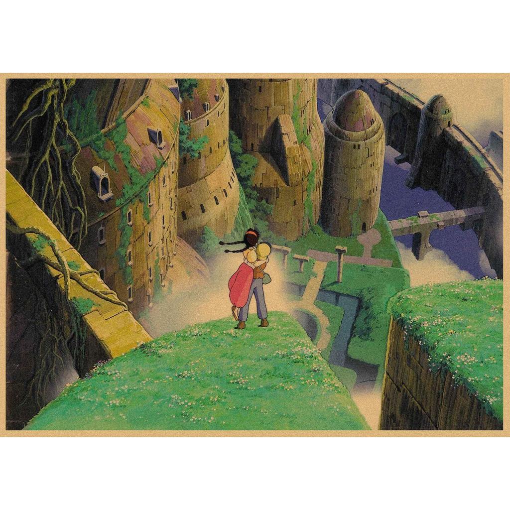 Poster da Parete in Carta Kraft Retrò: Laputa: Laputa: Castello nel cielo di Hayao Miyazaki