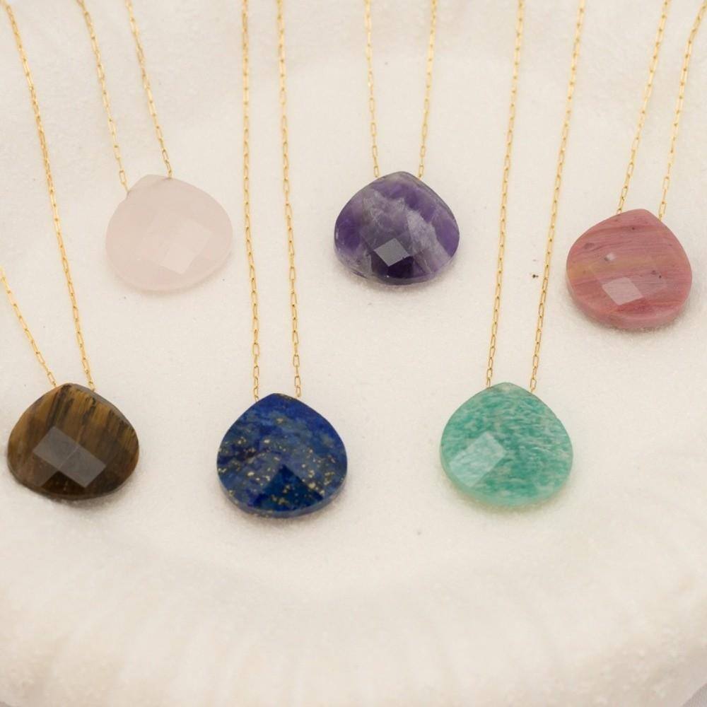Minimalist Stone Necklace Colorful Collarbone Chain Neck Jewelry Waterdrop Pendant Necklace Party