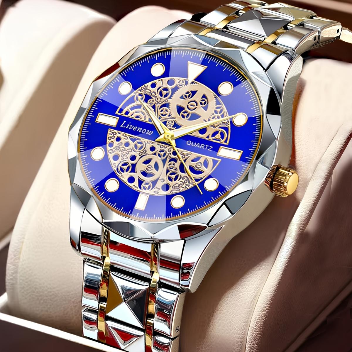 

New Men Watch Skeleton Quartz Wristwatch Skeleton Retro Man Watch Top Brand Luxury Clock Mens Watches Sports Stainless Steel Watch синій