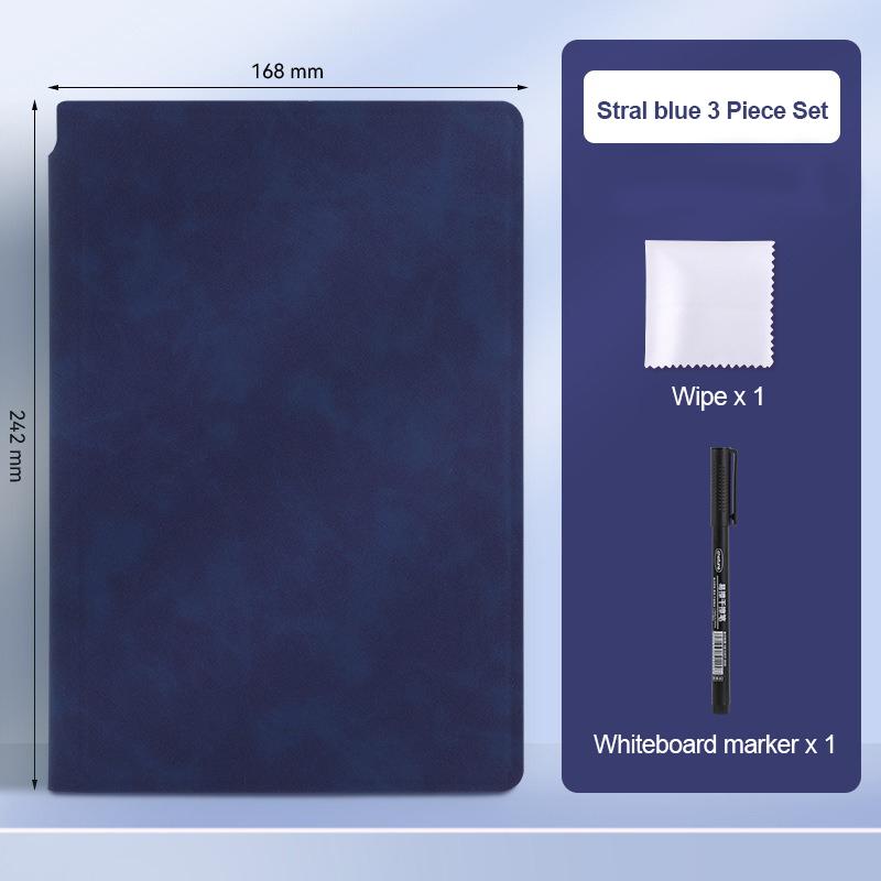 A5 Reusable Whiteboard Notebook Set With Whiteboard Pen Erasing Cloth Leather Memo Book Pad Weekly Planner Portable Notebooks