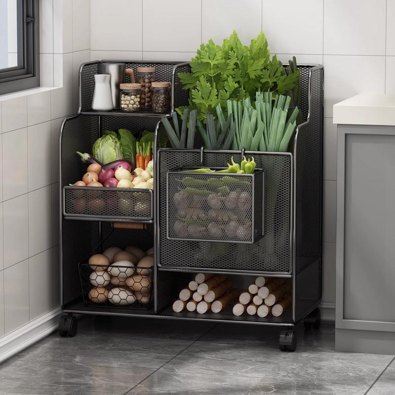 Multi-functional Kitchen Storage Rack: Multi-layer Basket for Fruits, Vegetables, Onions, Ginger, and Garlic