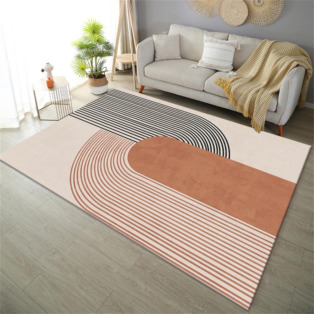 Minimalist Abstract Geometric Pattern Area Rug with Soft Pastel Colors Floor Mat for Living Room Bedroom Modern Home Decor