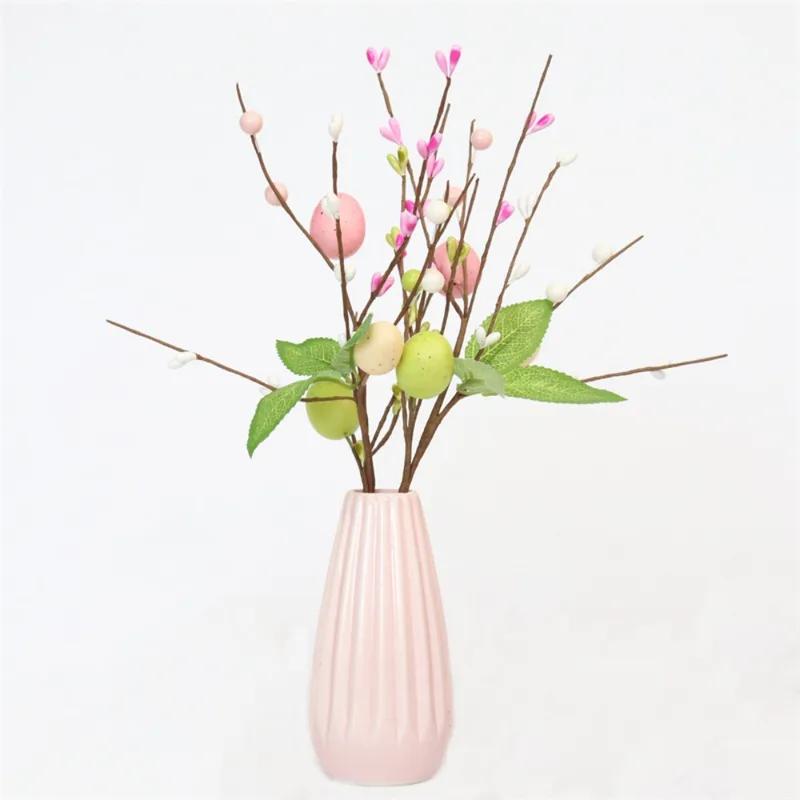 Easter Artificial Flowers Easter Decorations Painted Bird Eggs Faux Plants DIY Room & Table Decorations