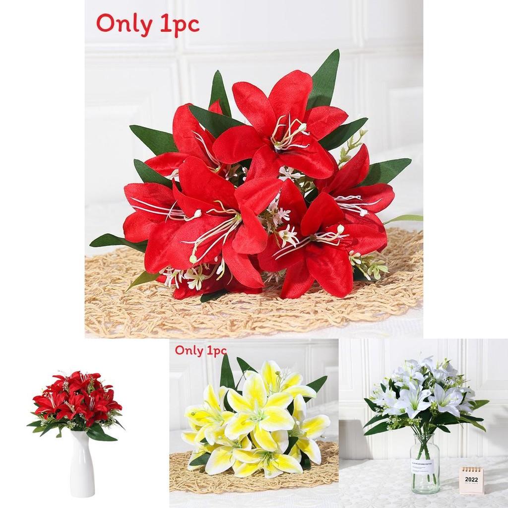 Silk Artificial Lily Flower Bouquet For Home Decor Wedding Party Gift For Loved Ones