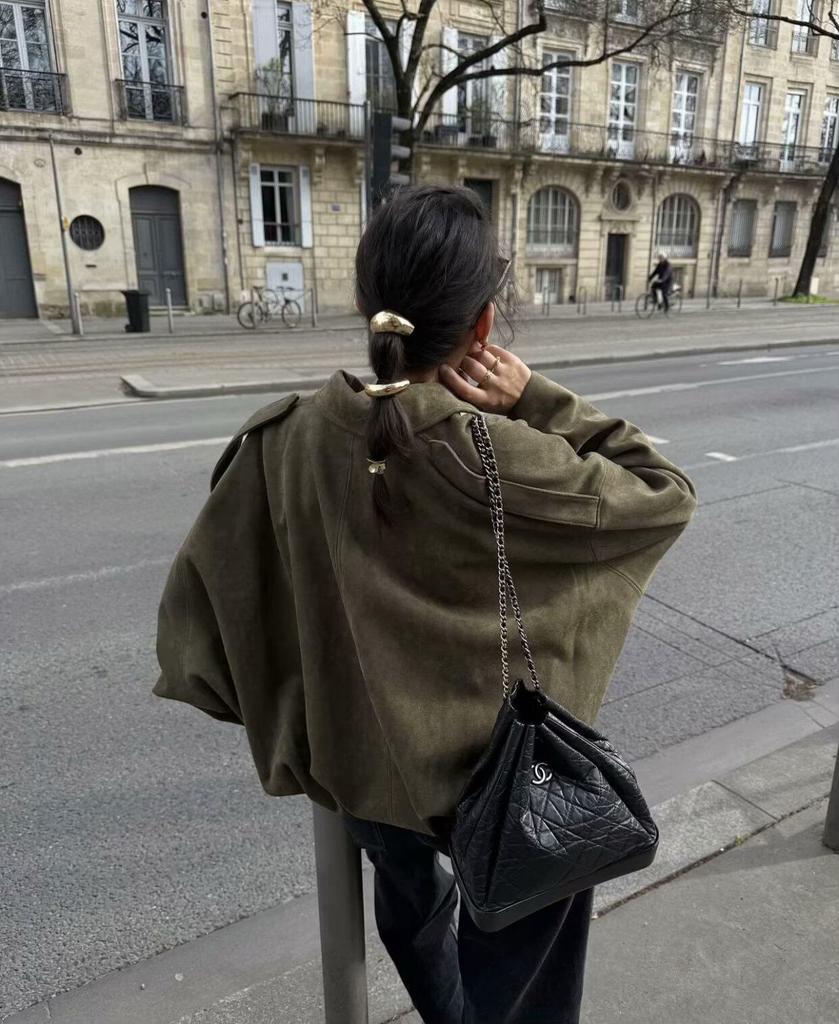 2025 Early Spring Women's Suede-Effect Bomber Jacket