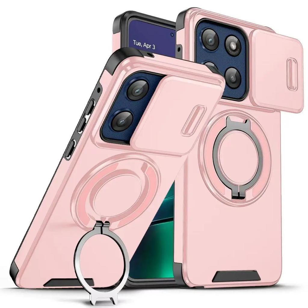 Shockproof Magnetic Phone Case for Motorola moto G 5G G Stylus Power play 5G 2025 Slide Camera Lens Ring Stand Protect Cover