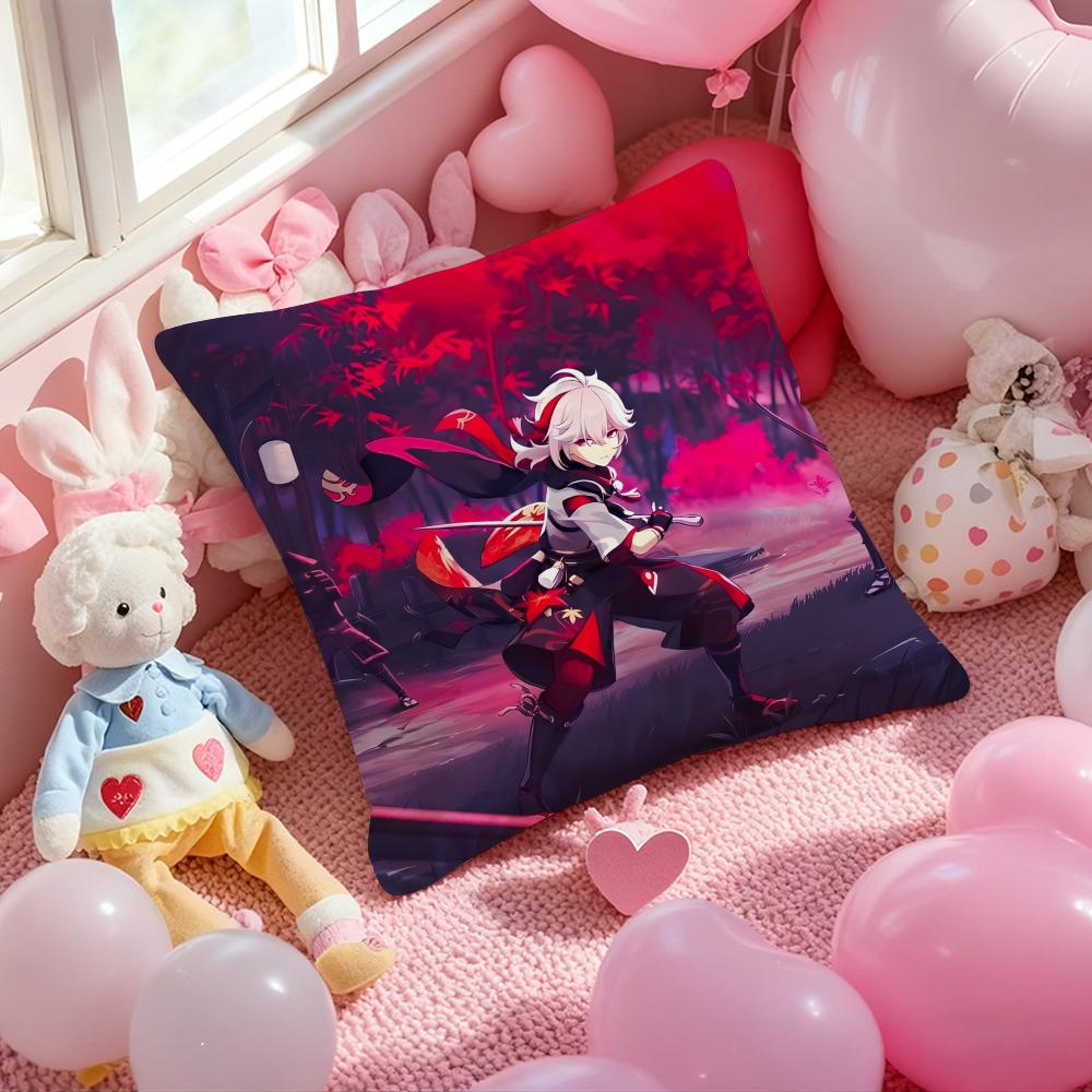 Kaedehara Kazuha Genshin Impact Cushion Cover Pattern Printed Pillowcase for Living Room Sofa Cushion Cover & Bedroom Decor