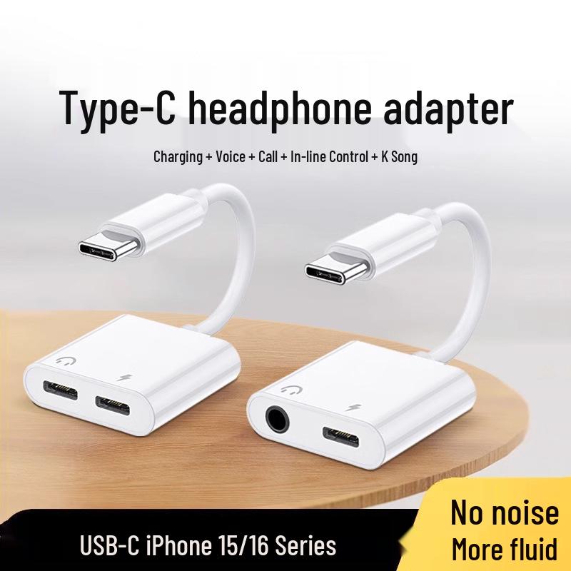 3.5mm Audio and Charging Adapter for iPhone 15/16 - Type-C/USB-C Compatible