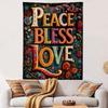 Peace Bless Love Floral Design Patterned Tapestry Home Decor, Suitable for Bedroom and Living Room, Gift