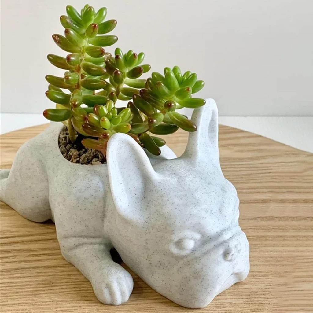 Resin Dog Succulent Planter Ornaments Mini French Bulldog Plant Planter Waterproof Handicraft  Garden Lawn Decor