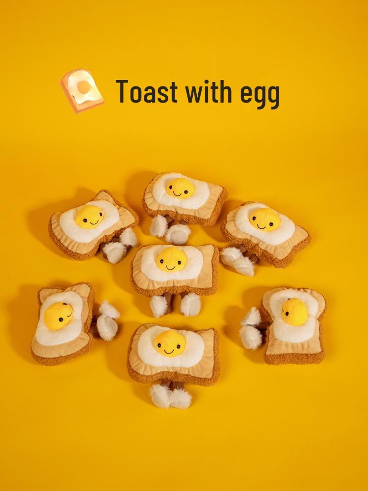 Jelly Toast Egg Plush Toy: Soft Boiled Egg and Toast Bread Slice Doll for Children