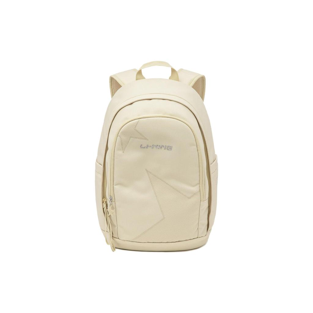Li Ning Star Pattern Small Rhinestone Decoration Polyester Backpack Unisex Backpacks Off-White ABST323-1