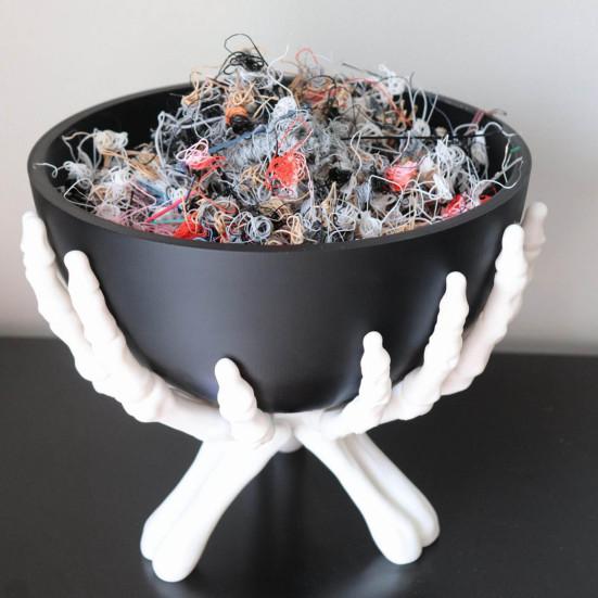 Skeleton Hand Bowl Removable Black Bowl Multifunctional Gothic Decoration Horror Theme Stand Halloween Decor
