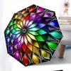 Open/Close Folding Umbrella with Mandala Pattern - Raining Gear for Travel Umbrella, Compact Colorful Petals, All- Portable Umbrella for & M