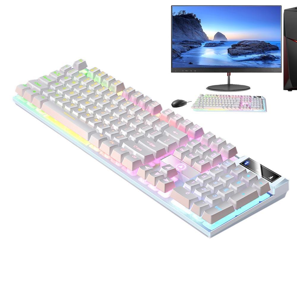 

104 Keys Wired Keyboard K500 Membrane Keyboards Durable Computer Accessories білий