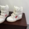 Street Autumn New Style Velcro Invisible Inner Height Increasing Women's Shoes Wedge Heel Color Matching Sports Casual High-top Shoes