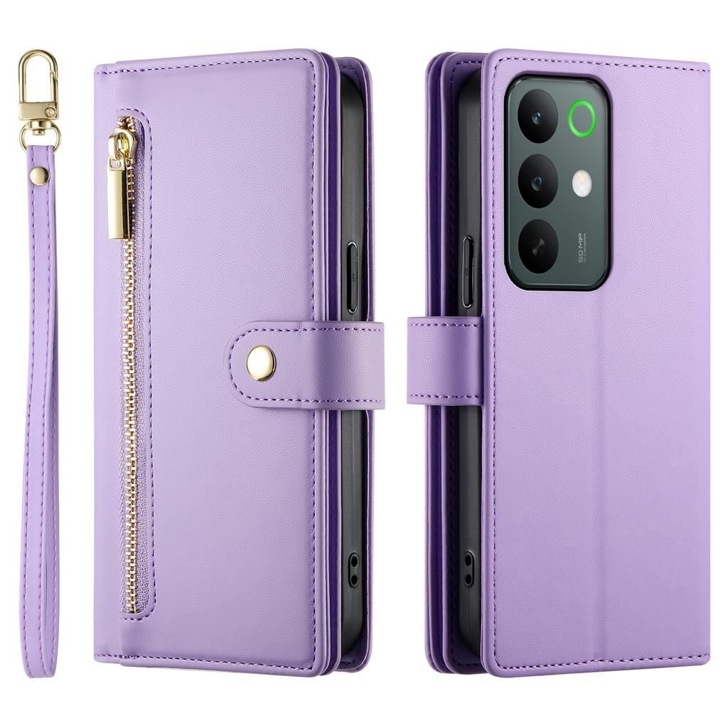 For Realme C85 Pro 4G Leather Case Zipper Pocket Wallet Phone Cover with Straps