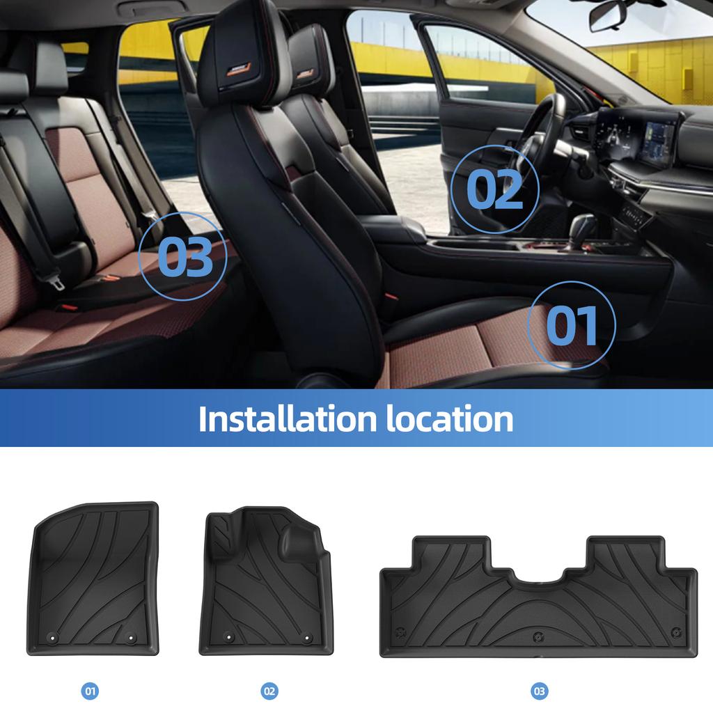LUCKEASY Right Drive for Geely Starray EM-i 2025 2026 Car Floor Mats Cargo Liner Trunk Pad TPE 3D Foot Mat All Weather BLACK