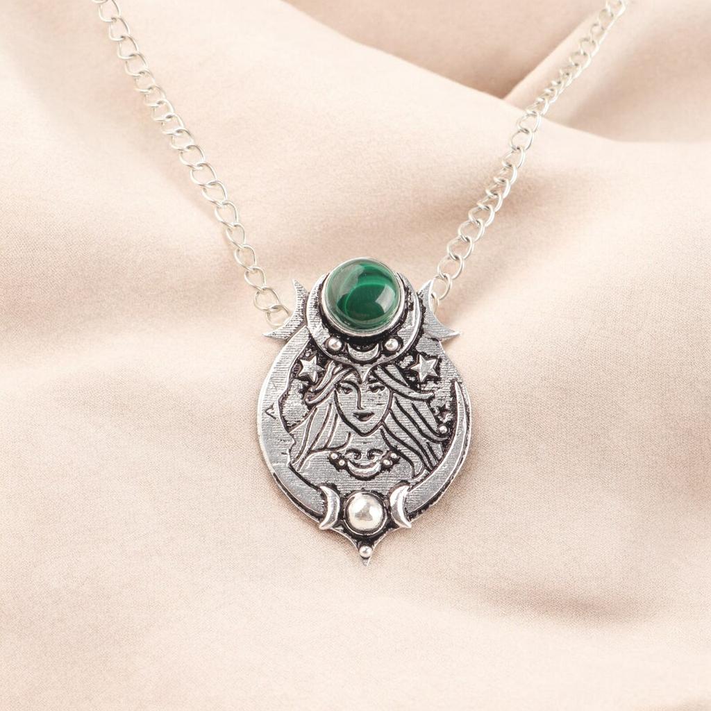 Natural Green Malachite 925 Sterling Silver Girls Pendant For Women's 1.63" CP-22-31