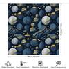 Space-Themed Shower Curtain: Blue Planets Design Bathroom Decor For Kids Adults Waterproof Fabric Shampoo Bag Cover