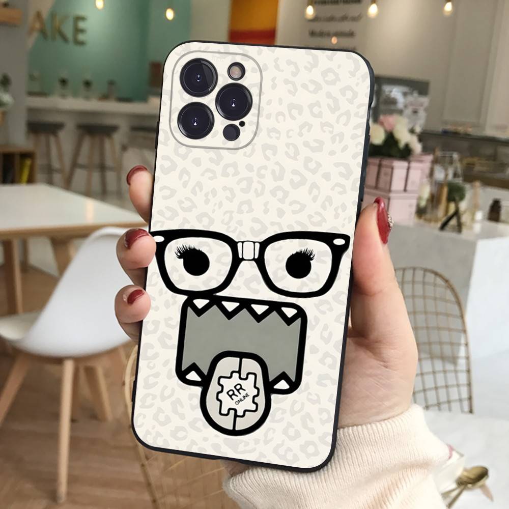 Cute Domo-Kun Black Soft Phone Case For IPhone 16 15 14 13 11 12 17 Pro Max Mini Plus