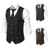 Men's European-Style Striped Retro Plaid Waistcoat 