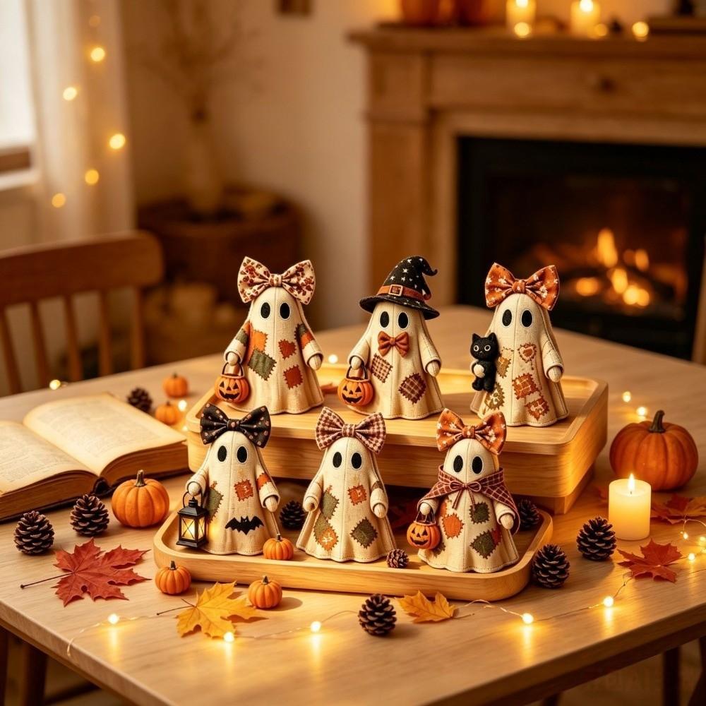 Zweiseitig bedrucktes Holzornament Handgefertigte Geisterfigur Tischdekoration Halloween
