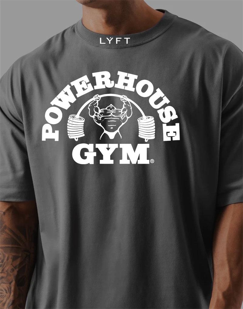 LYFT POWER HOUSE Herren Übergröße Reines Baumwoll-Kurzarm-T-Shirt mit überschnittenen Schultern Large dunkelgraue