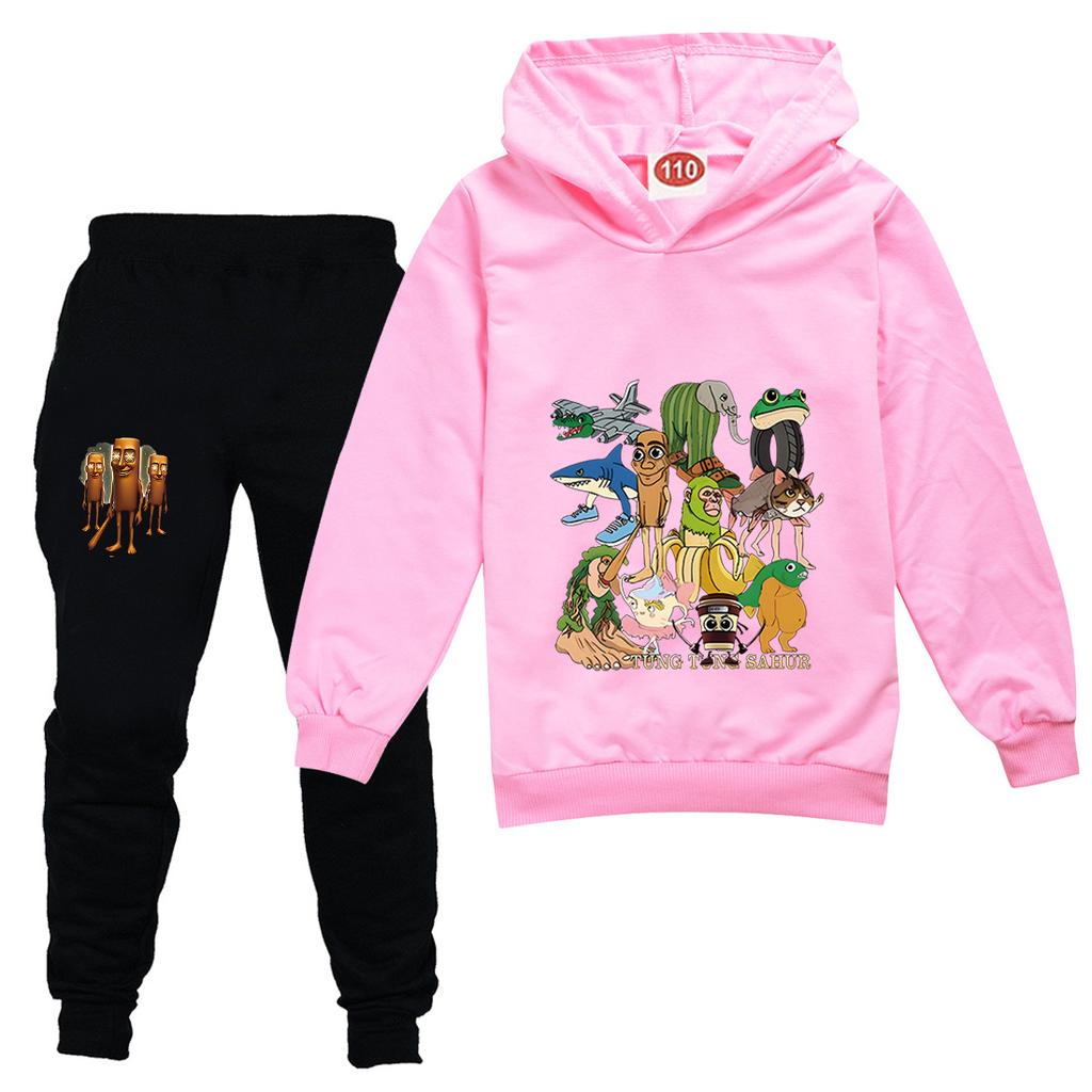 TZWYTralalero Tralala Hoodie Kinder Italienisches Gehirnfäule Kleidung Junioren Jungen Mädchen Kapuzenpullover Jacke Hose 2-teiliges Set Kinder-Sets