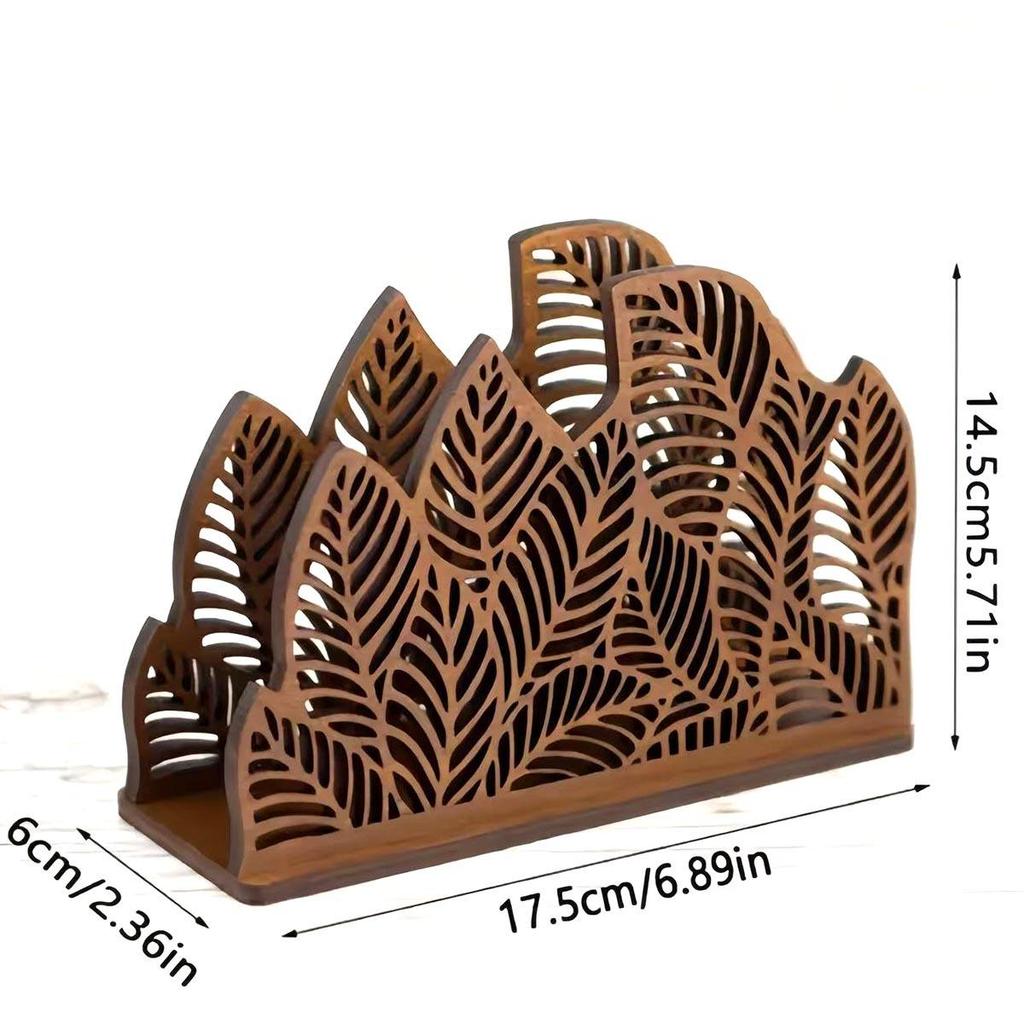 Wooden Floral Tissue Holder & Desktop Organizer