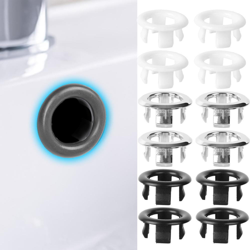 1/20pcs Plastic Bathroom Kitchen Basin Sink Overflow Cover Ring Insert Replacement Chrome Hole Round Drain Caps Basin Plug