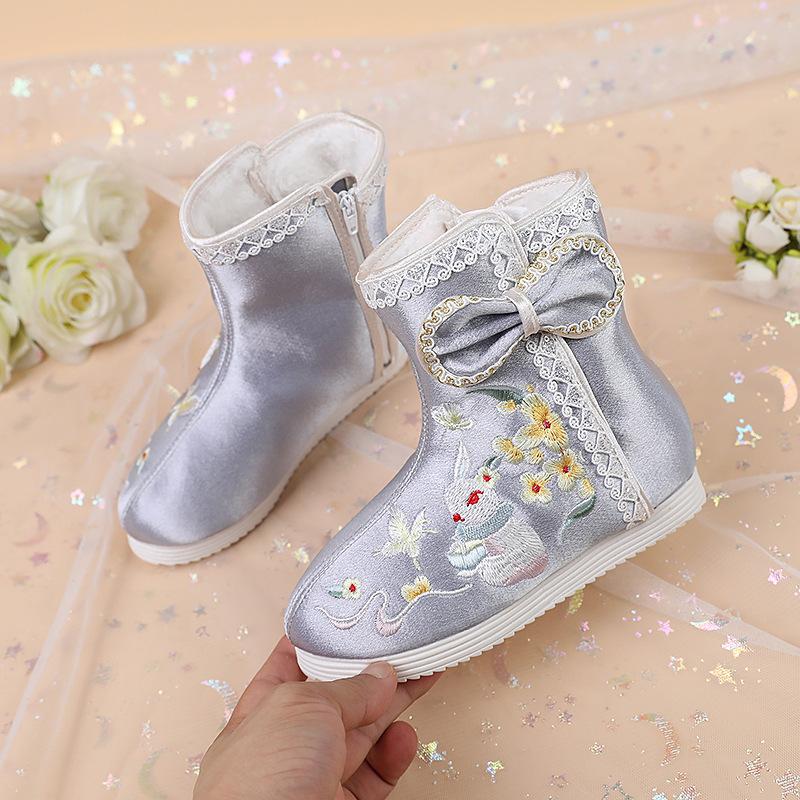

[Tuxi] 2025 winter new Hanfu boots girls velvet boots Chinese style embroidered shoes ancient children s boots 25 inner length (170) inner length синий