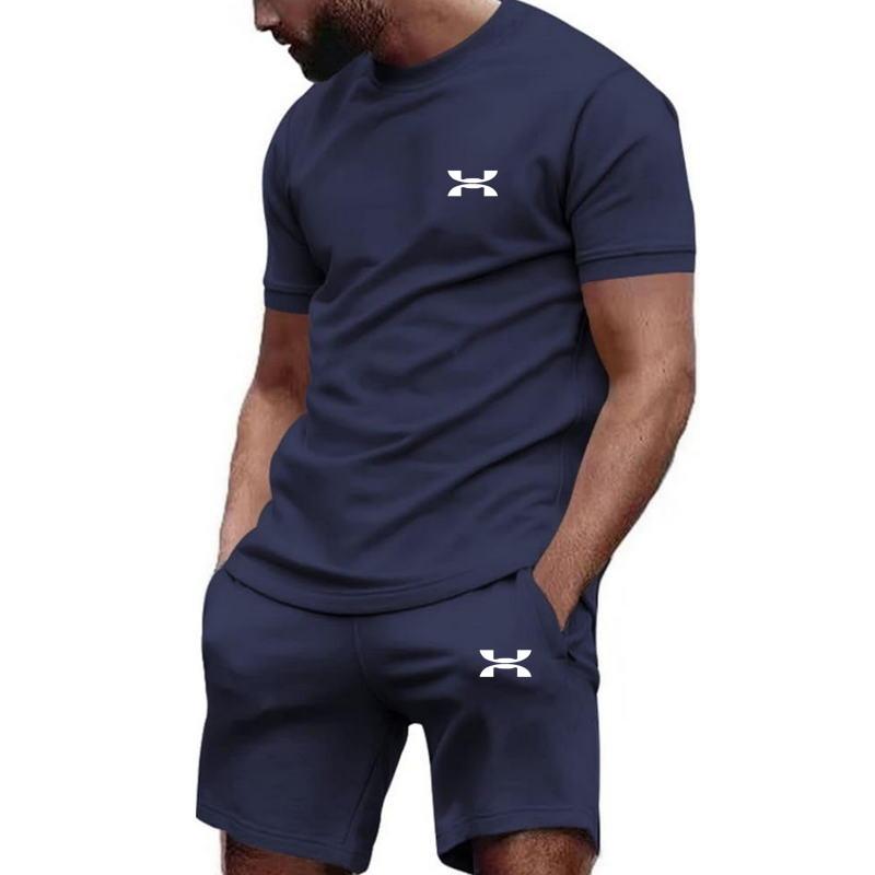 Men's Sportswear Short Sleeved T-shirt and Sports Shorts Summer Casual Jogging Pants Set Men's Two-piece Set
