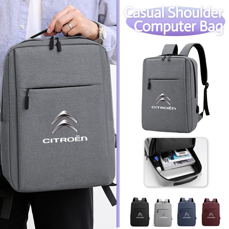 Bolsa para Laptop em Tecido Oxford para Carro Mochila Escolar Recarregável por USB Estojo para Tablet Para Citroen C4 C3 C5 C1 C2 Berlingo Celysee Cactus