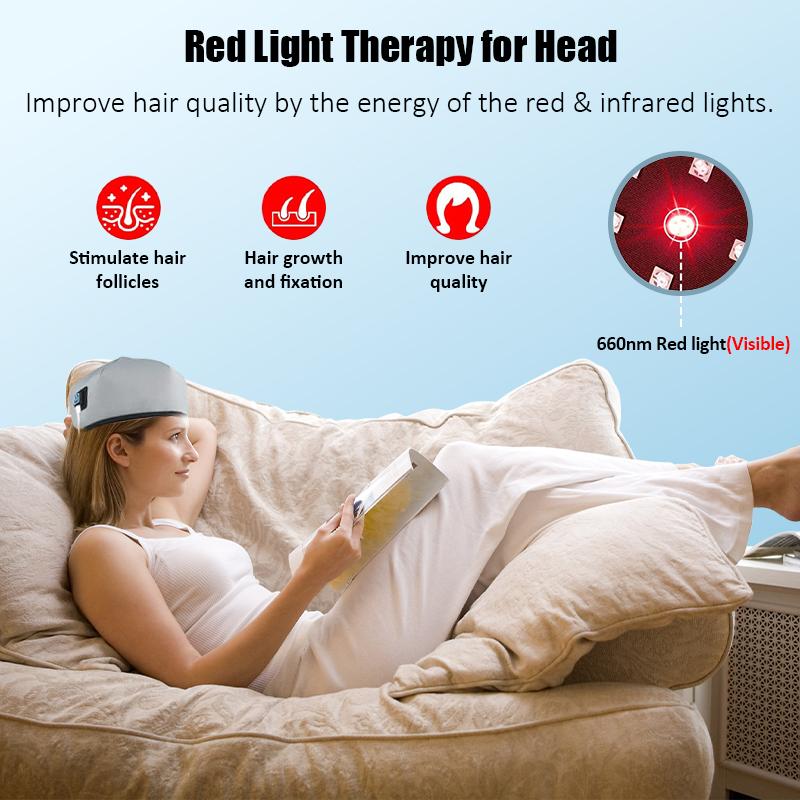 Hair Growth Cap LED Red Light Therapy Devices Hat Scalp Relax for Prevant Loss Anti Anxiety Stress Relief Head Pain Health Care