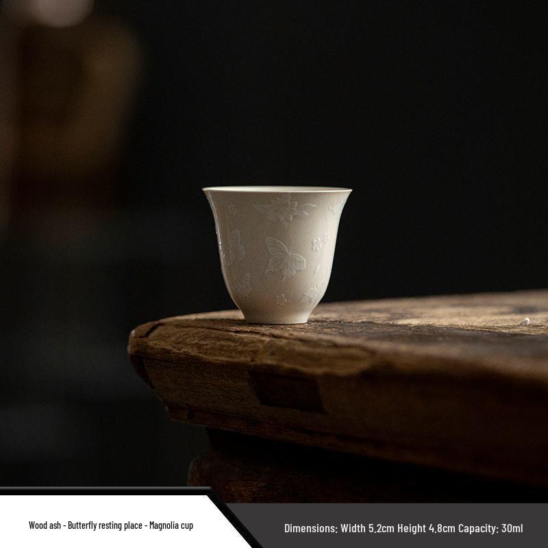 Fragrant Ash Butterfly Gaiwan: Elegant Ceramic Tea Set for Kung Fu Brewing