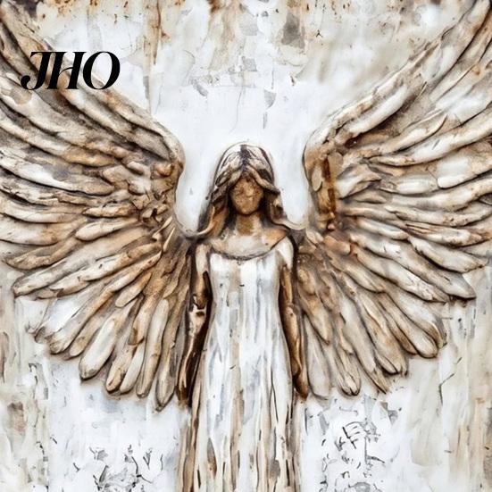 Retro Angel Relief Art Rustic Guardian Metal Wall Art, Vintage Distressed Wings Hanging Nostalgic Ornament Plaque for Farmhouse, Living Room, Bedroom,