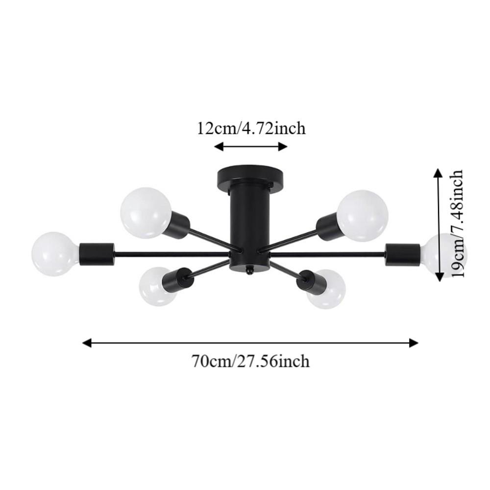 E27 Chandelier 6-Lights Close To Ceiling Light Modern Ceiling Lamp  Office