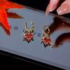 Elegant Red Crystal Maple Leaf Earrings Fashion Tassels Ear Ring Temperament Rhinestone Earwear Trendy Statement Pieces