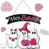 Wooden Halloween Ghost Door Sign 2D Flat Haunted House Hanging Door Plate  Wall