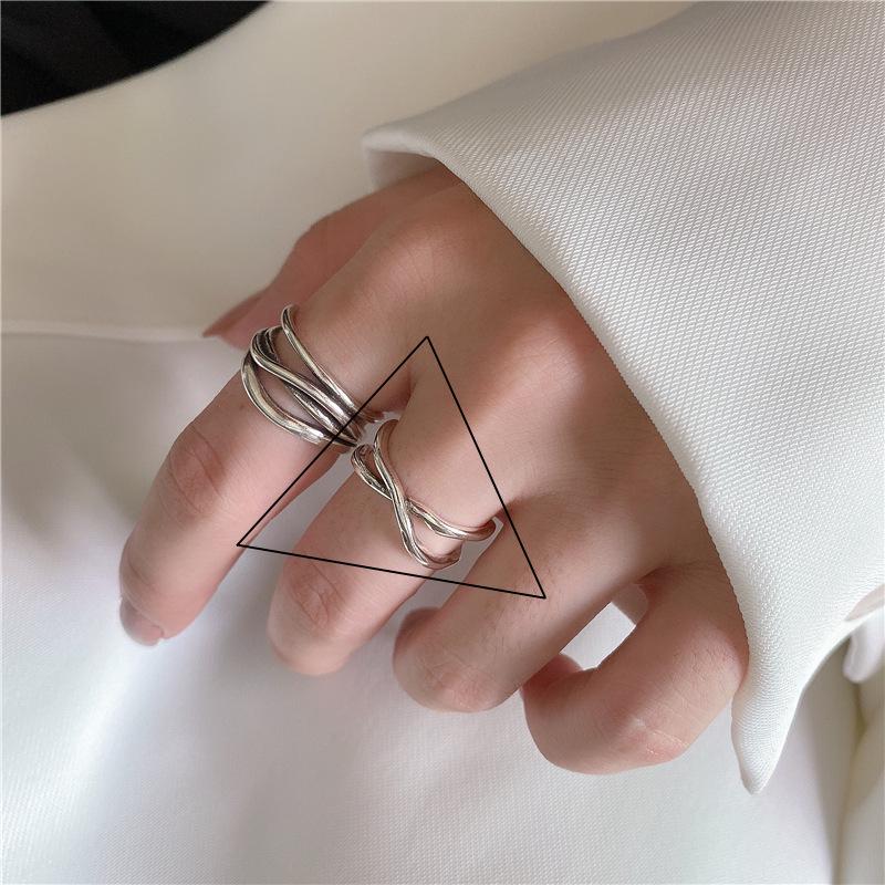 Retro Ruili S925 Women s Open Index Finger Ring, European American Hip Hop Style, Trendy  Simple Fashion. Adjustable Open
