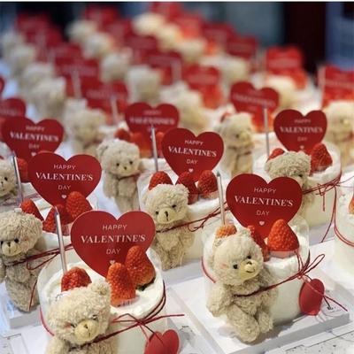 2025 Saint-Valentin Cœur Blush Ours Décoration de Gâteau Bougie Amour Décoration pour Fêtes d'Anniversaire