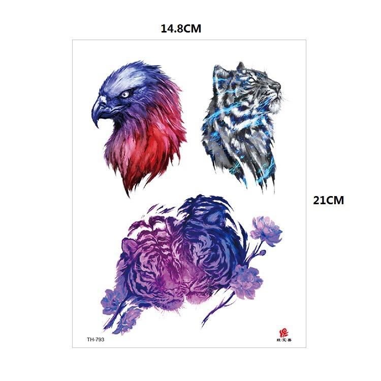 Vzor zvířete tygr vlk květina paže polovina paže vodní transfer vodotětná tetovací samolepka simulační tetování